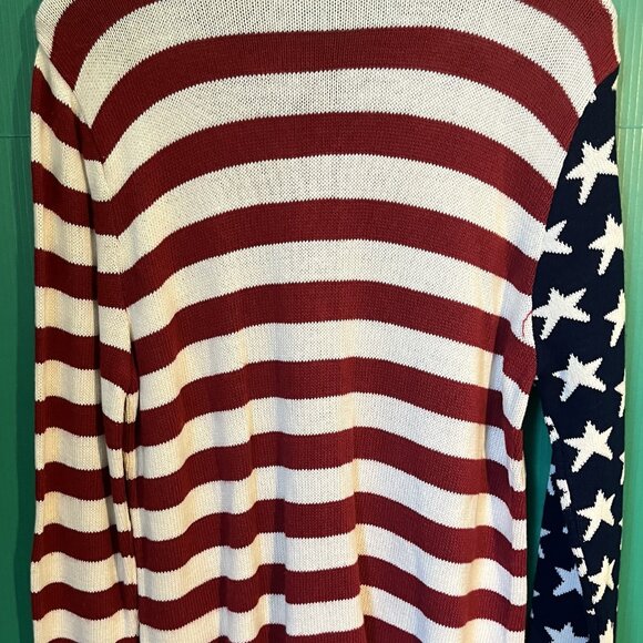 Cherokee USA Flag Cardigan Sweater XL Made in USA Vintage Patriotic Knit Stars S - Picture 7 of 8